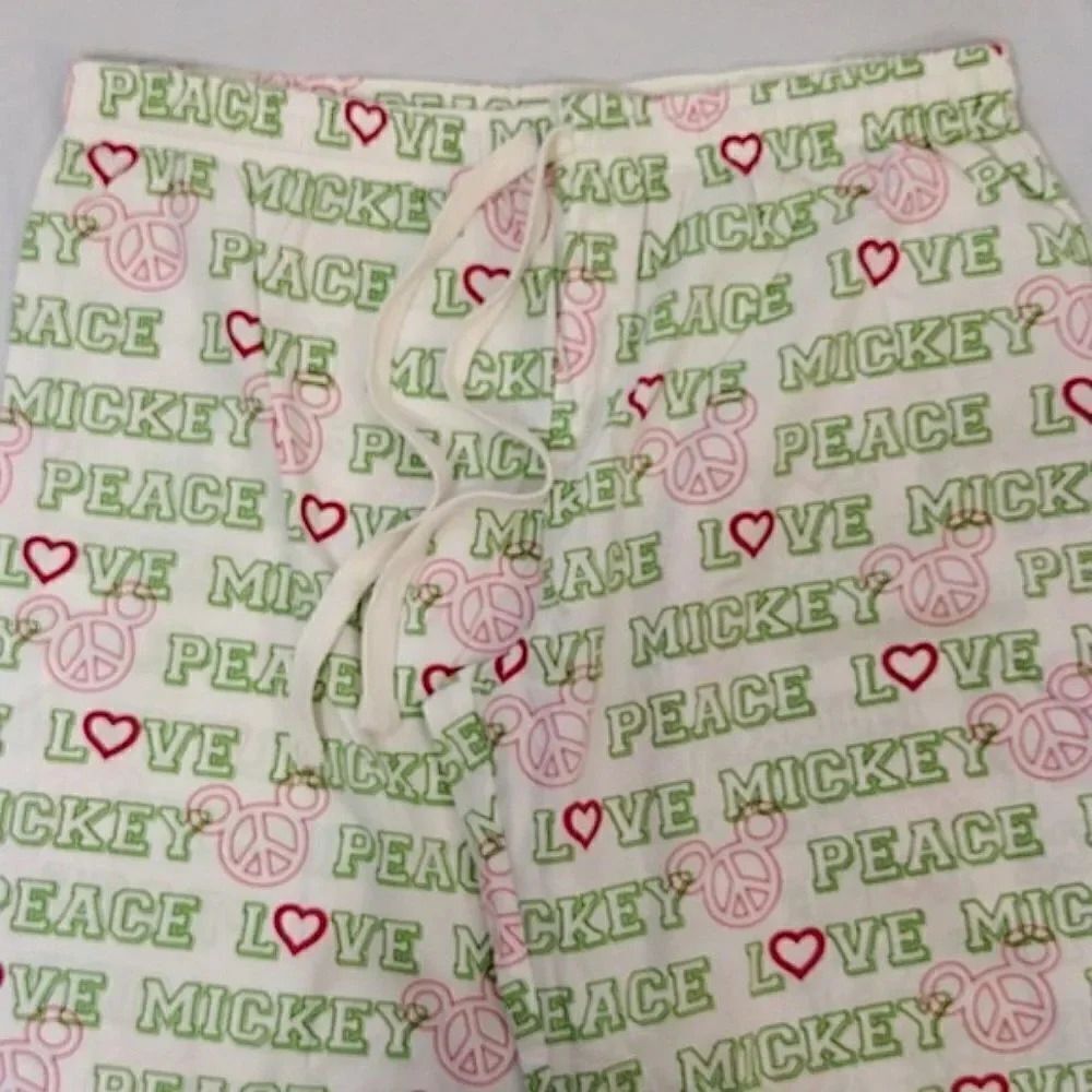 Disney‎ VTG White Neon Mickey Mouse Printed Convertible PJ Pants Large - Picture 3 of 13
